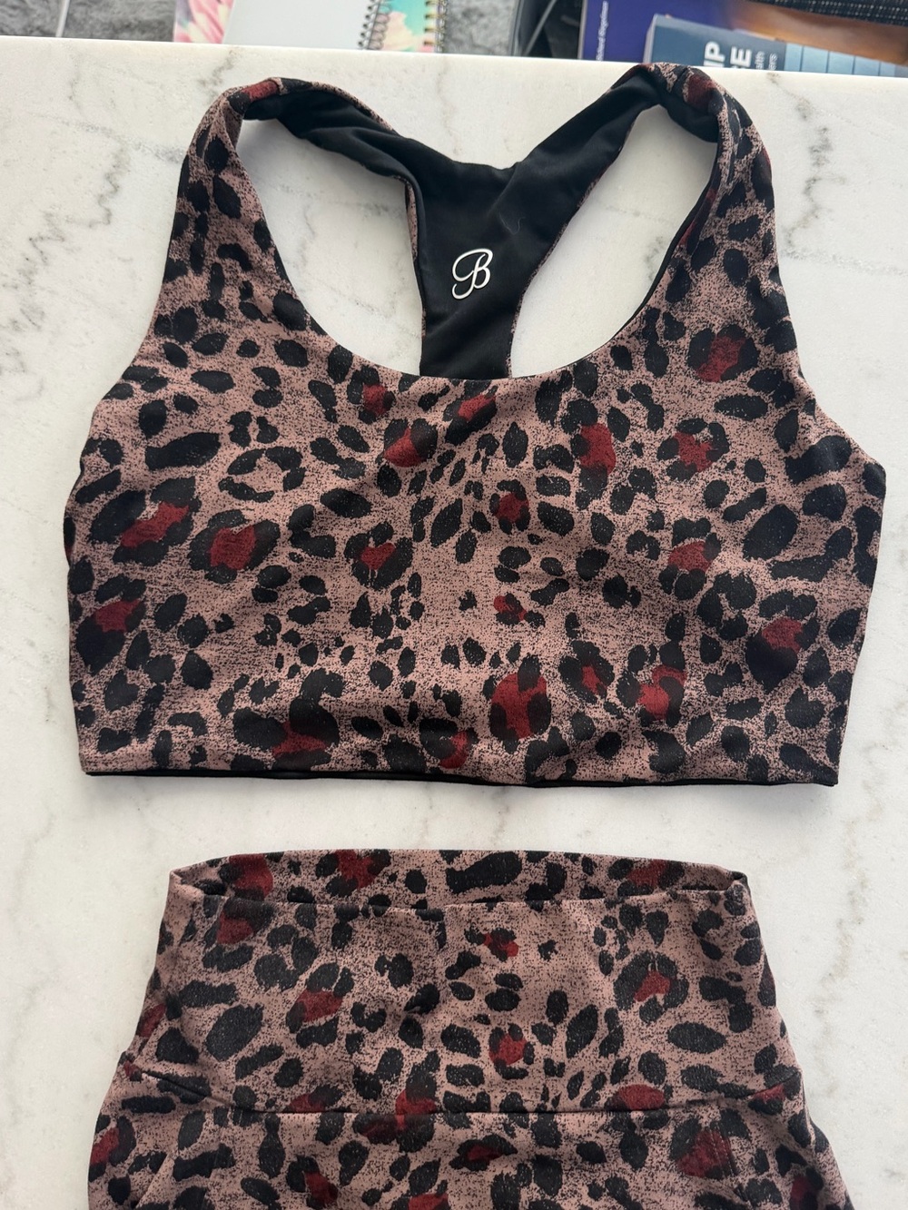 Unbranded Women's Leopard Print Sports Bra - Red & Black